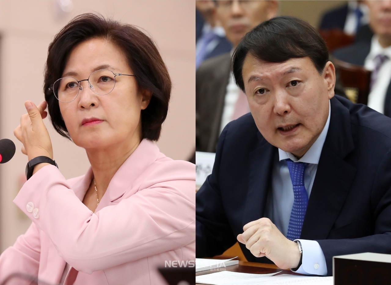 추미애 법무부장관과 윤석열 검찰총장.ⓒ뉴시스