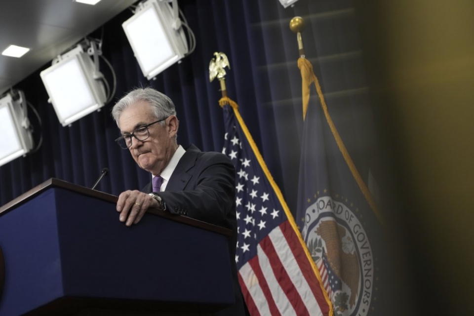AP/뉴시스] 제롬 파월 미국 연방준비제도(Fed·연준) 의장이 20일(현지시간) 연방공개시장위원회(FOMC) 회의를 마친 뒤 기자회견 하고 있다.